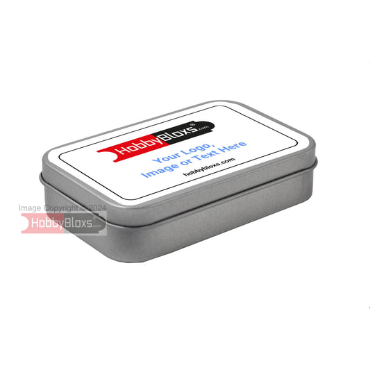 Silver Pocket-Sized Rectangular Tin Box (90mm x 55mm)-Personalised With Your Design