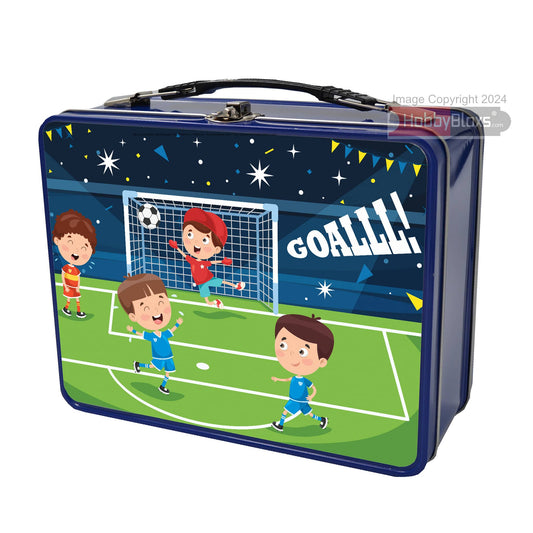 Blue Lunchbox Rectangular Tin (210mm x 164mm) - Personalised With Your Design at hobbybloxs.com