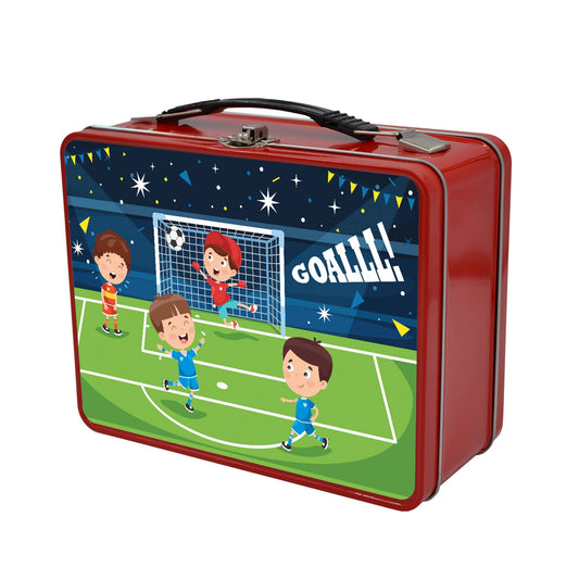 Red Lunchbox Tin (210mm x 164mm) - Football Match Design